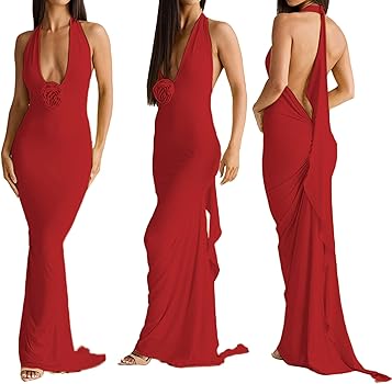Amazon.com: Backless Dress for Women Sexy Halter Deep V Neck
